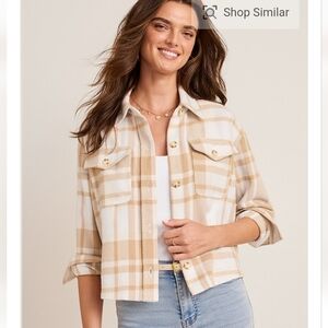 Francesca's Jess Plaid Button Down Jacket L